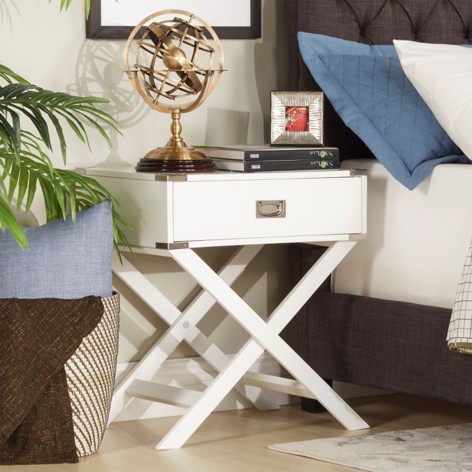 Inspire Q One Drawer Accent Table Cross Leg Nightstand In White Bed Bath Beyond