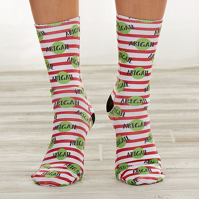 Christmas Striped Personalized Adult Socks