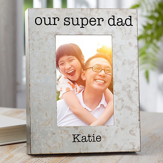 I Love Dad 4-Inch x 6-Inch Galvanized Metal Picture Frame