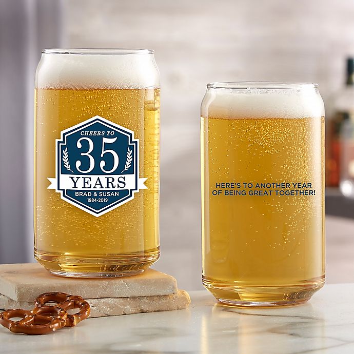 Anniversary Personalized 16 oz. Beer Can Glass