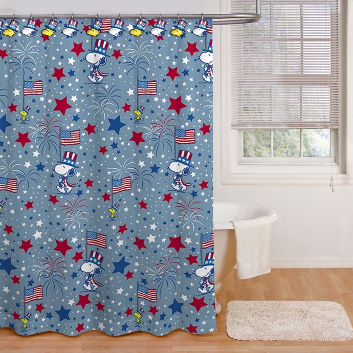 Shower Curtain Cartoon US Flag American logo Design Waterproof Fabric 72 inch 
