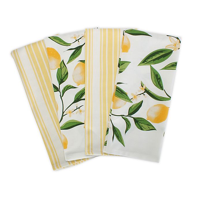 Lemon Bliss 4-Pack Kitchen Towels in Yellow/White