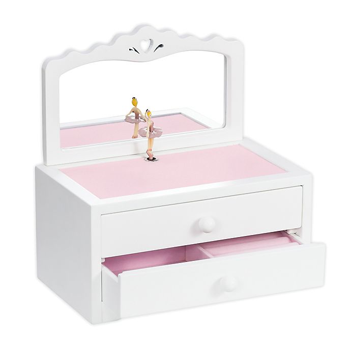 Mele & Co. Kelby Girl's Wooden Musical Ballerina Jewelry Box in White