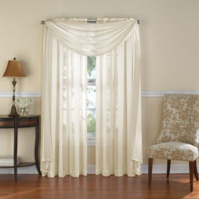 Venetian Stripe Rod Pocket Sheer Window Curtain Panel in Ivory - Bed ...