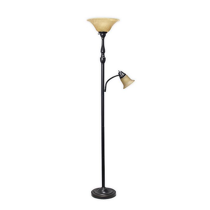 Elegant Designs 2 Light Floor Lamp in Restoration Bronze/Amber