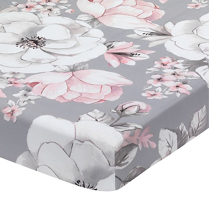 Lambs & Ivy® Botanical Baby Fitted Crib Sheet in Pink/White/Grey