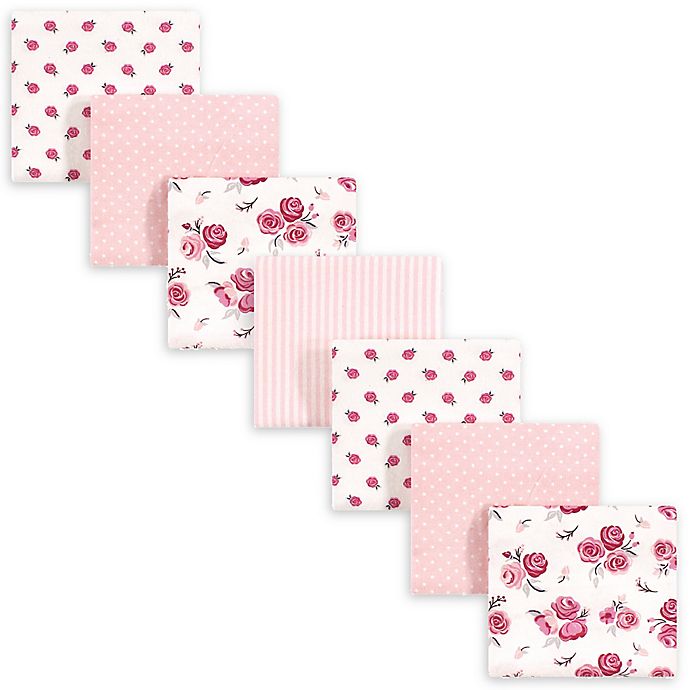 hudson baby 7-Pack Rose Recieving Blanket in Pink