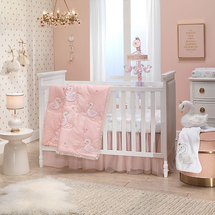Lambs & Ivy® Swan Princess 3-Piece Crib Bedding Set in Pink