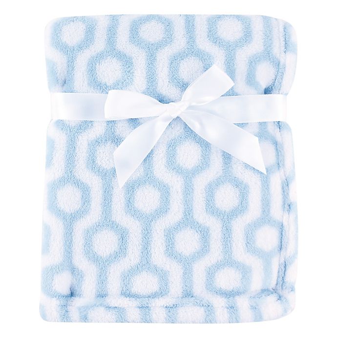Luvable Friends® Hexagon Coral Fleece Blanket in Blue