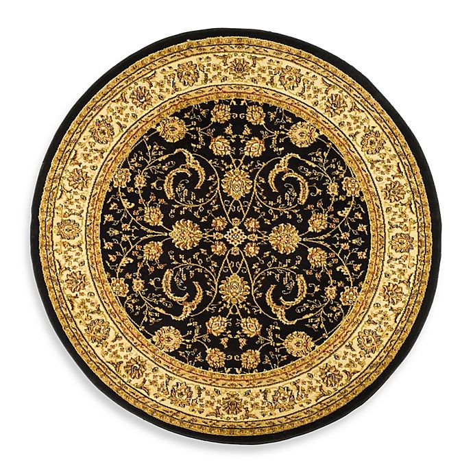5x5 Elegance Black Traditional Scrolls Vines 5403 Area Rug Approx 5'3'' Round 