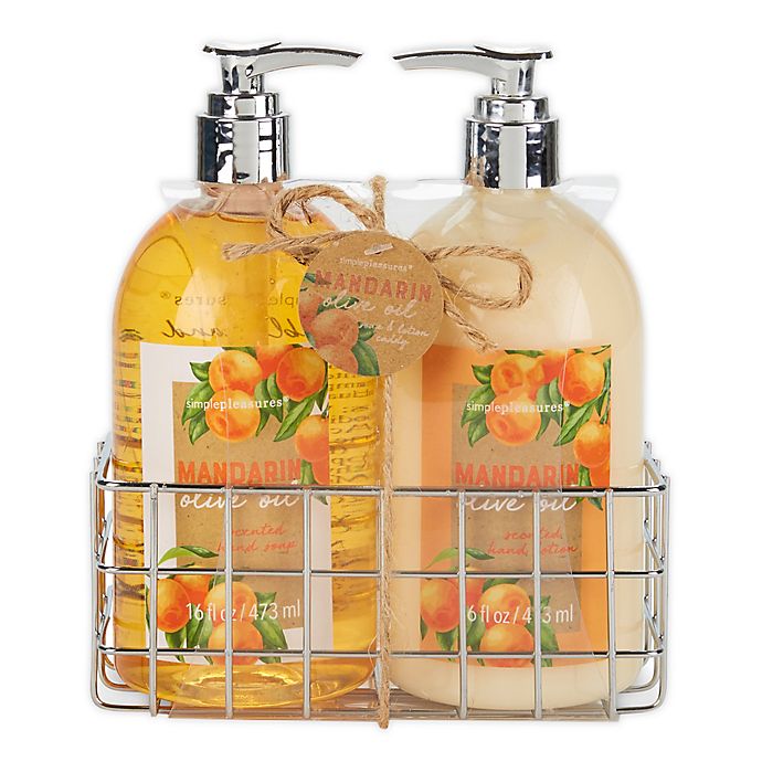 Simple Pleasures Fancy Caddy Hand Soap and Hand Cream in Mandarin Olive Oil