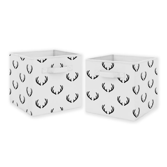 Sweet Jojo Designs Woodland Camo Fabric Storage Bins in Black/White