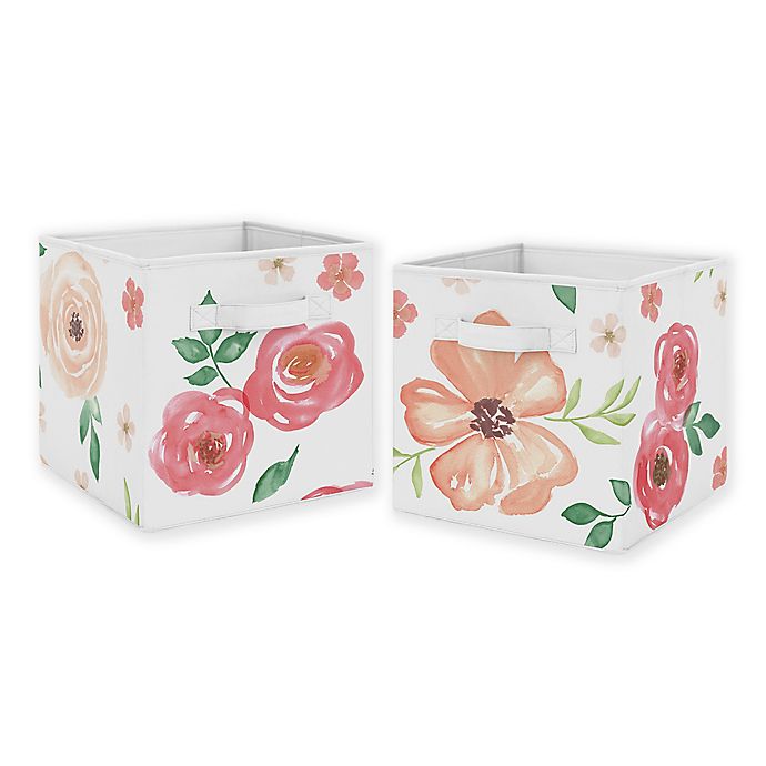 Sweet Jojo Designs Peach Floral Storage Bins
