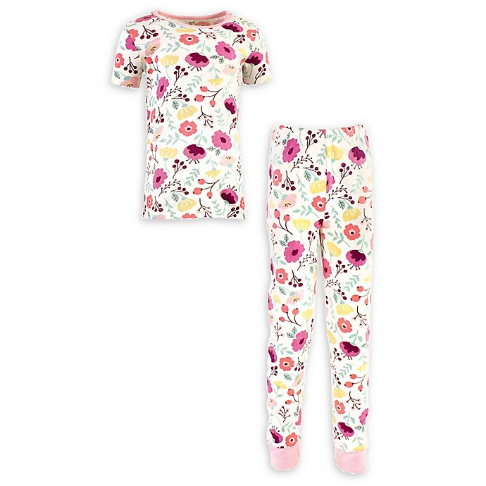 Touched by Nature Size 12-18M 2-Piece Botanical Organic Cotton Pajama Set in Pink