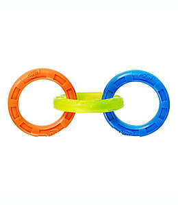 Juguete de tirón de plástico Nerf Dog de TPR con 3 anillos multicolor