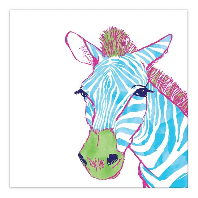 Colorful Juvie Zebra 16 Inch X 16 Inch Canvas Wall Art Bed Bath And Beyond