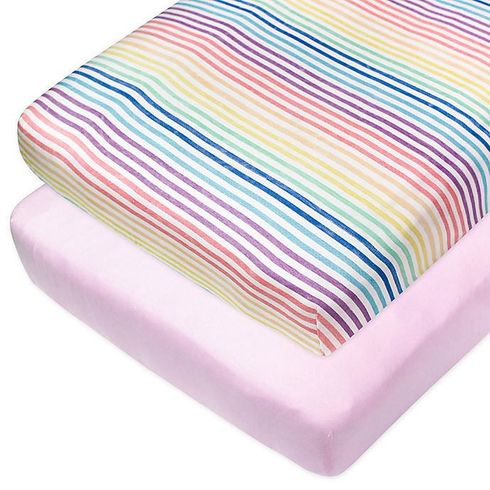 The Honest Company® Rainbow Stripe 2-Pack Organic Cotton Fitted Crib Sheets
