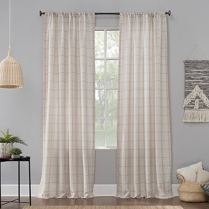 No.918® Castille Farmhouse Plaid Linen Semi-Sheer Rod Pocket Curtain Panel (Single)