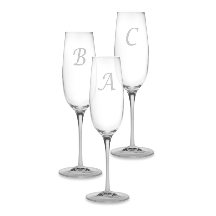 Susquehanna Glass Monogrammed Script Letter Toasting Flutes (Set of 4