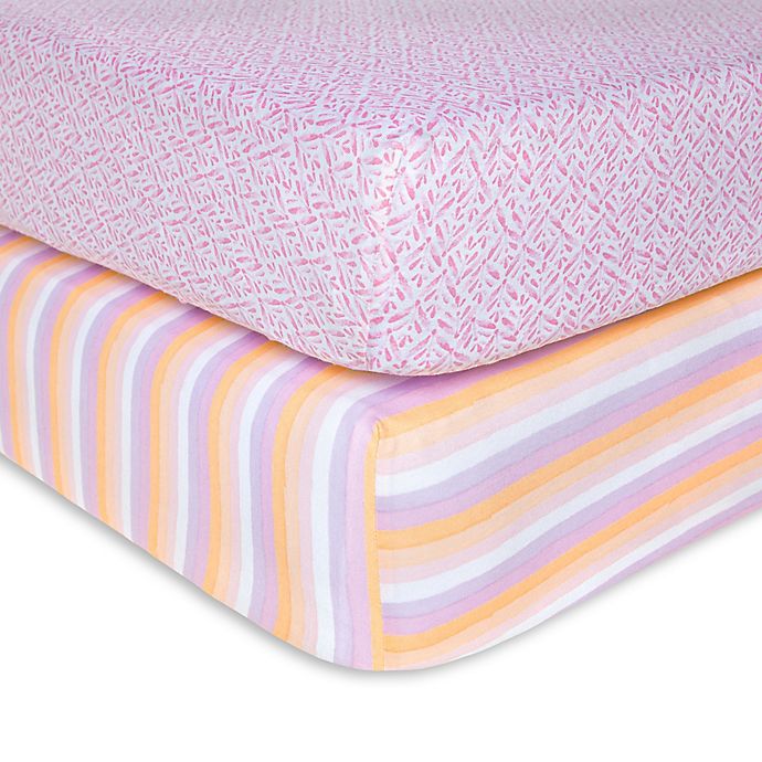 Burt's Bees Baby® Sunset Stripe Organic Cotton Fitted Crib Sheets in Blossom (Set of 2)