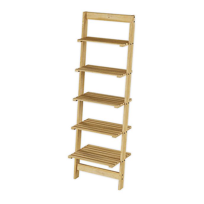 Hastings Home 5-Shelf Ladder Bookshelf in Oak