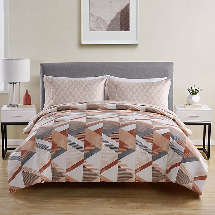 VCNY Home Kasper Comforter and Sheet Set in Peach/White