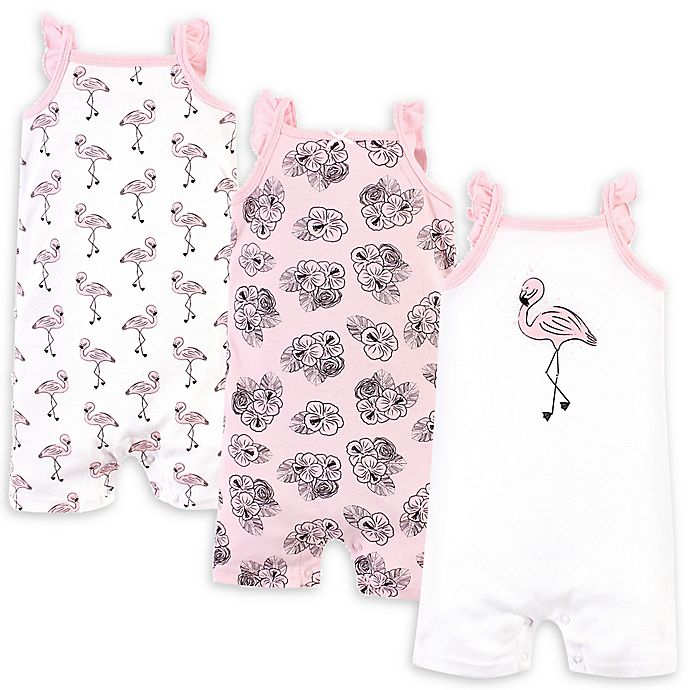 Hudson Baby® 3-Pack Flamingo Rompers in Pink
