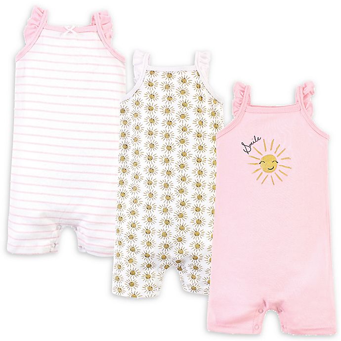 Hudson Baby® 3-Pack Smile Sunshine Rompers in Pink