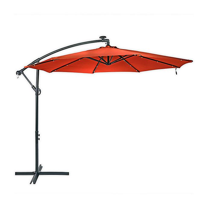 Sunnydaze 10-Foot Offset Solar LED Patio Umbrella