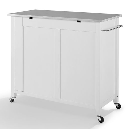 Crosley Savannah Stainless Steel Top Kitchen Island Cart In White Bed Bath Beyond