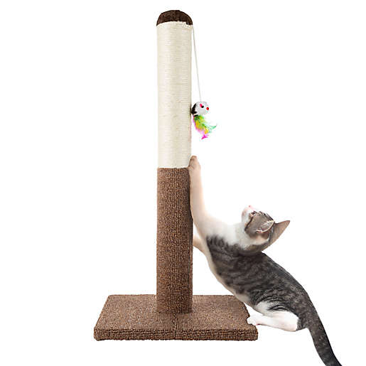 Akarden Cat Scratching Post for Kitty Plush Platform and Hanging Toy Balls with Natural Sisal Scratchers Post Kittens & Cat Interactive Toys 