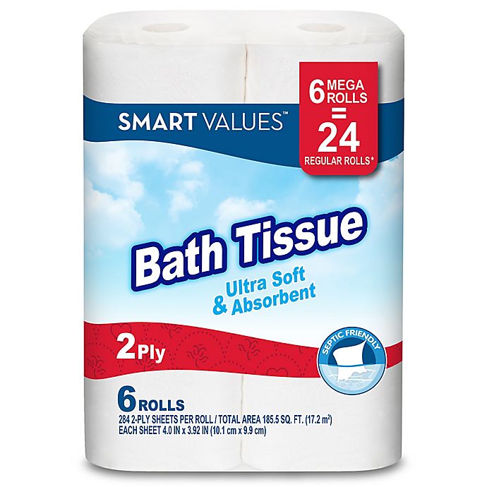 Smart Values™ 6 Mega Rolls Ultra Strong & Absorbent Bath Tissue