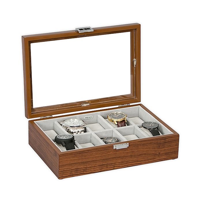Mele & Co. Jayson Glass Top Wooden Watch Box