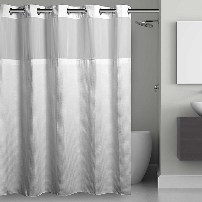 Hookless® Waffle Fabric Shower Curtain and Snap-in Liner Set