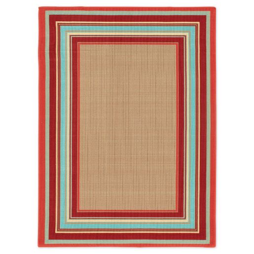 Miami Border Stripe Indoor Outdoor Rug In Beige Multi Bed Bath Beyond