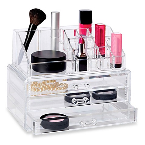 image of Deluxe 2-Piece 3 Drawer Cosmetic Organizer Set