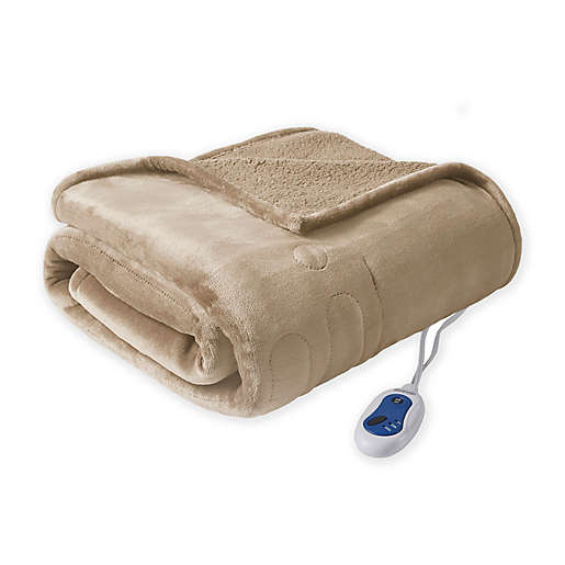 undefined | Beautyrest® Berber Solid Microlight Heated Throw Blanket in Vanilla | Bed Bath & Beyond