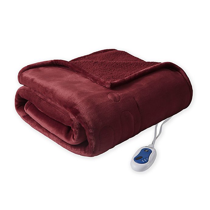 Beautyrest® Berber Solid Microlight Heated Throw Blanket in Garnet