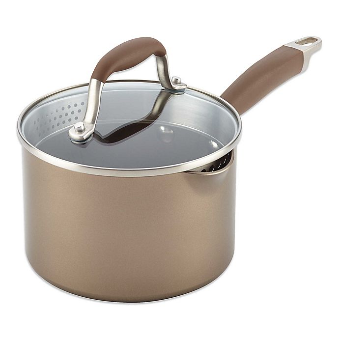 Covered Straining Saucepan for sale online Anolon Advanced Umber 2 Qt 