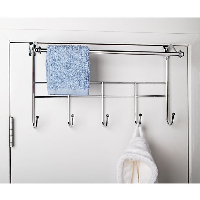Over-the-Door Hook Rack with Towel Bar