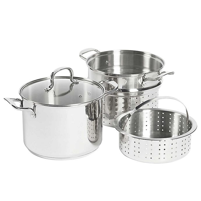 Professional 18/10 Stainless Steel Multi-Cooker With Lid 4-Piece 12 Qt 