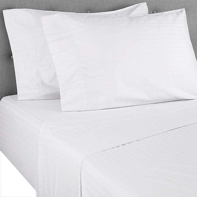 Nestwell™ PimaCott® Sateen 500-Thread-Count Twin XL Sheet Set in White Stripe