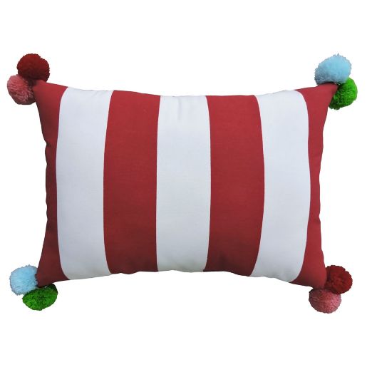  Striped Oblong Christmas Throw Pillow in Red