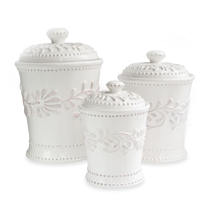 American Atelier Bianca Leaf 3-Piece Canister Set