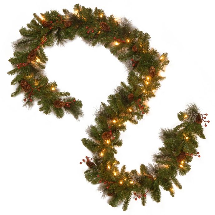 National Tree Company Crestwood Spruce 9-Foot Pre-Lit Garland with Clear Lights