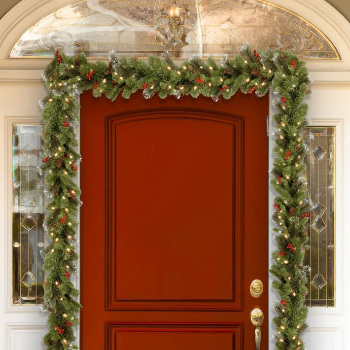 National Tree Company Crestwood Spruce 9-Foot Pre-Lit Garland with Clear Lights