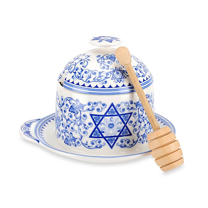 Spode® Judaica Honey Pot with Drizzler