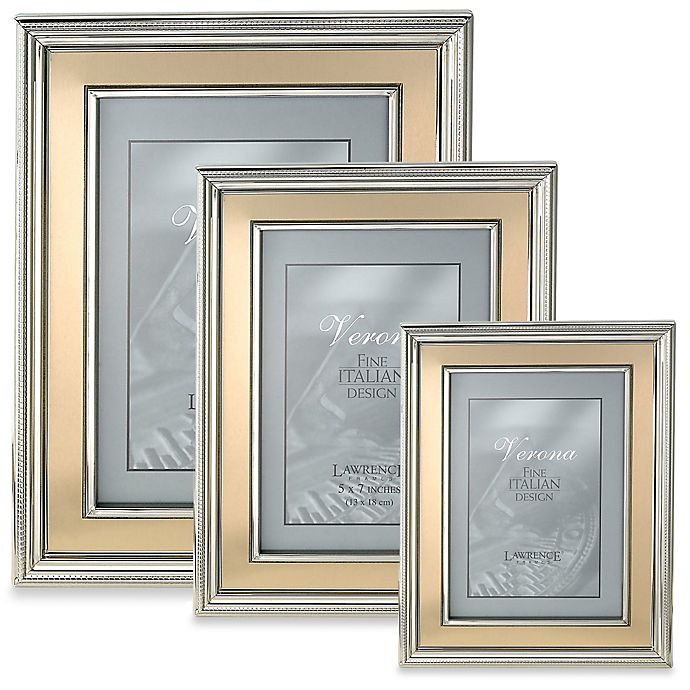Silver 5"x7" Picture Frame 2 Tone Brush Silver Finish with Shiny Inlay 