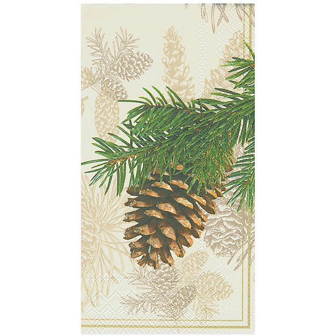 PINECONES EMBROIDERED SET 2 BATHROOM HAND TOWELS By Laura 
