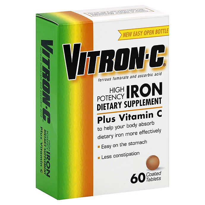 Vitron-C® High Potency Iron Plus Vitamin C 60-Count Dietary Supplement Coated Tablets